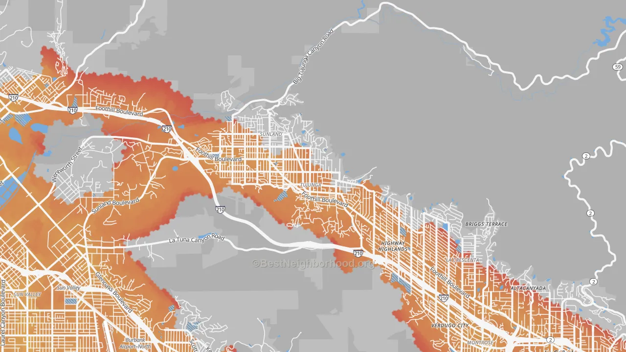 Transit Grade map of 91042, CA