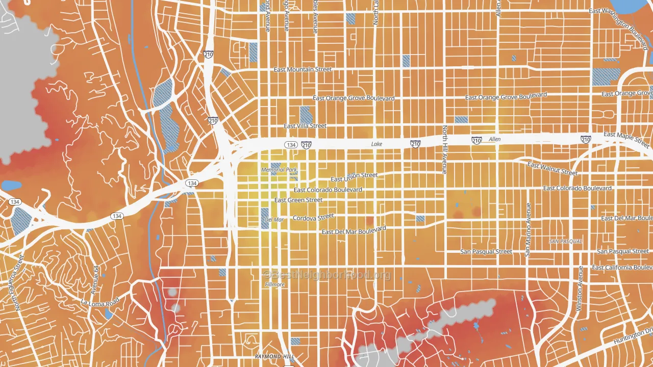 Transit Grade map of 91101, CA