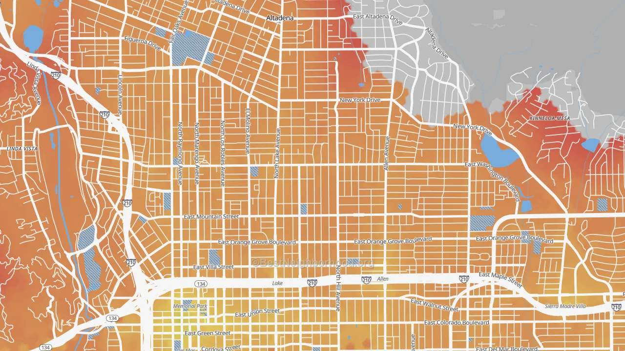 Transit Grade map of 91104, CA