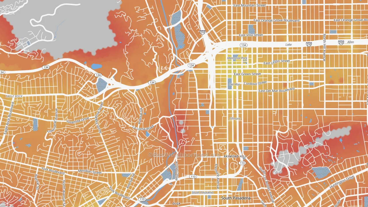 Transit Grade map of 91105, CA