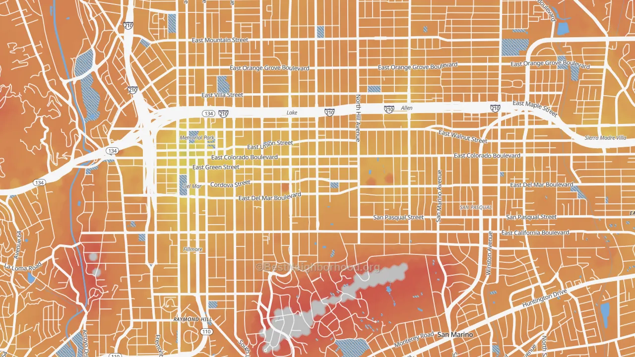 Transit Grade map of 91106, CA