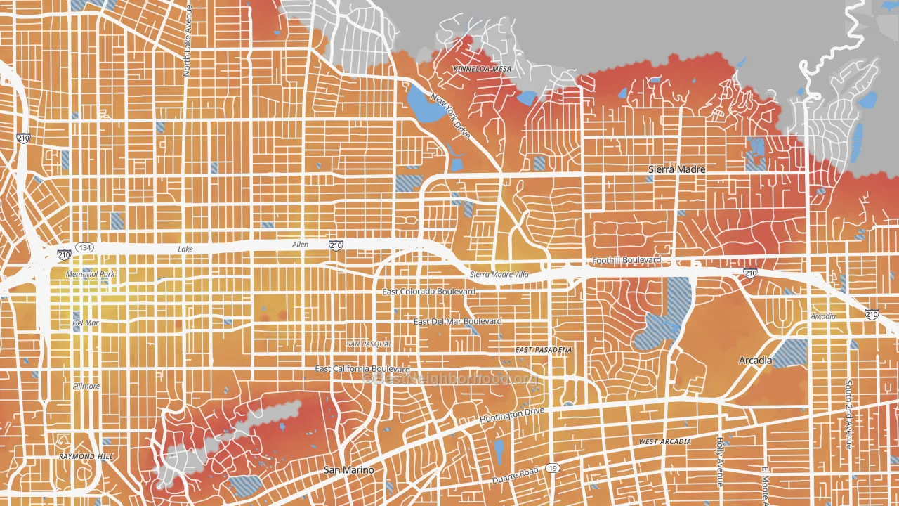Transit Grade map of 91107, CA