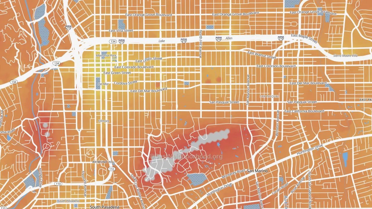 Transit Grade map of 91125, CA