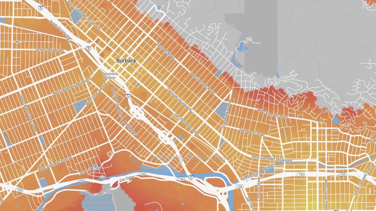 Transit Grade map of 91201, CA