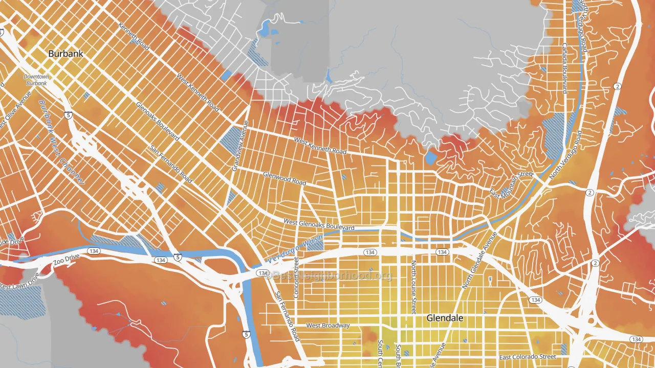 Transit Grade map of 91202, CA