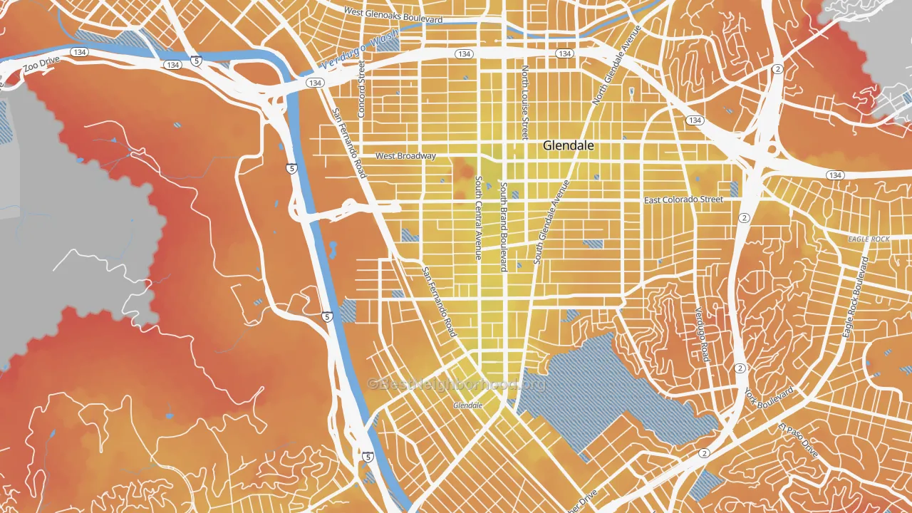 Transit Grade map of 91204, CA
