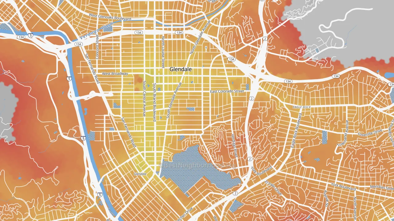 Transit Grade map of 91205, CA
