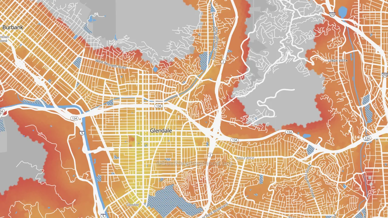 Transit Grade map of 91206, CA