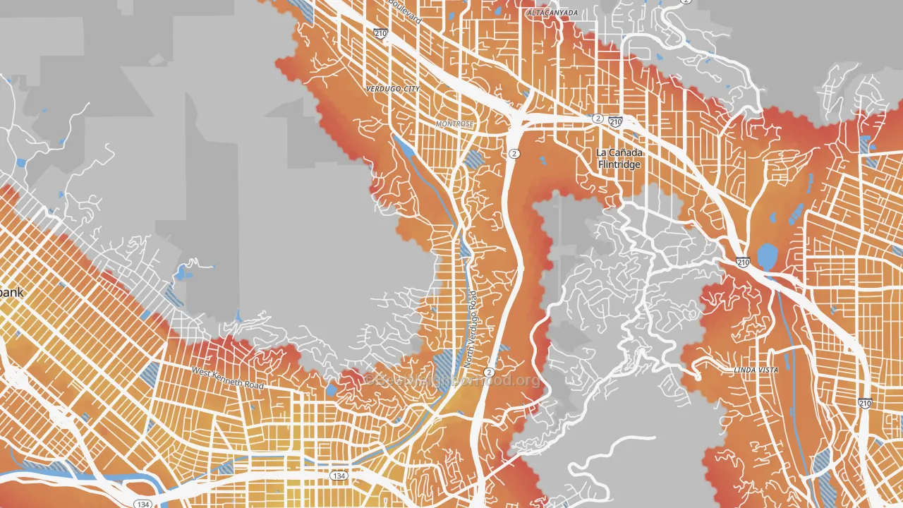 Transit Grade map of 91208, CA