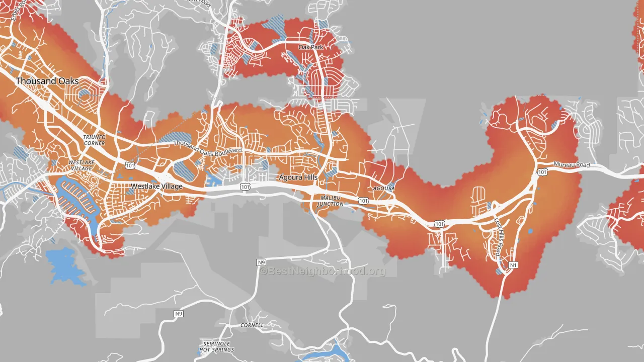 Transit Grade map of 91301, CA