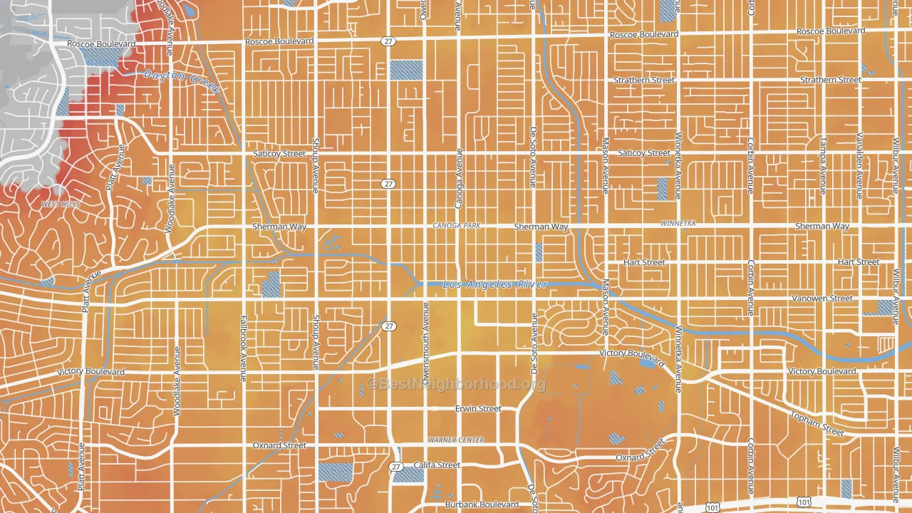 Transit Grade map of 91303, CA