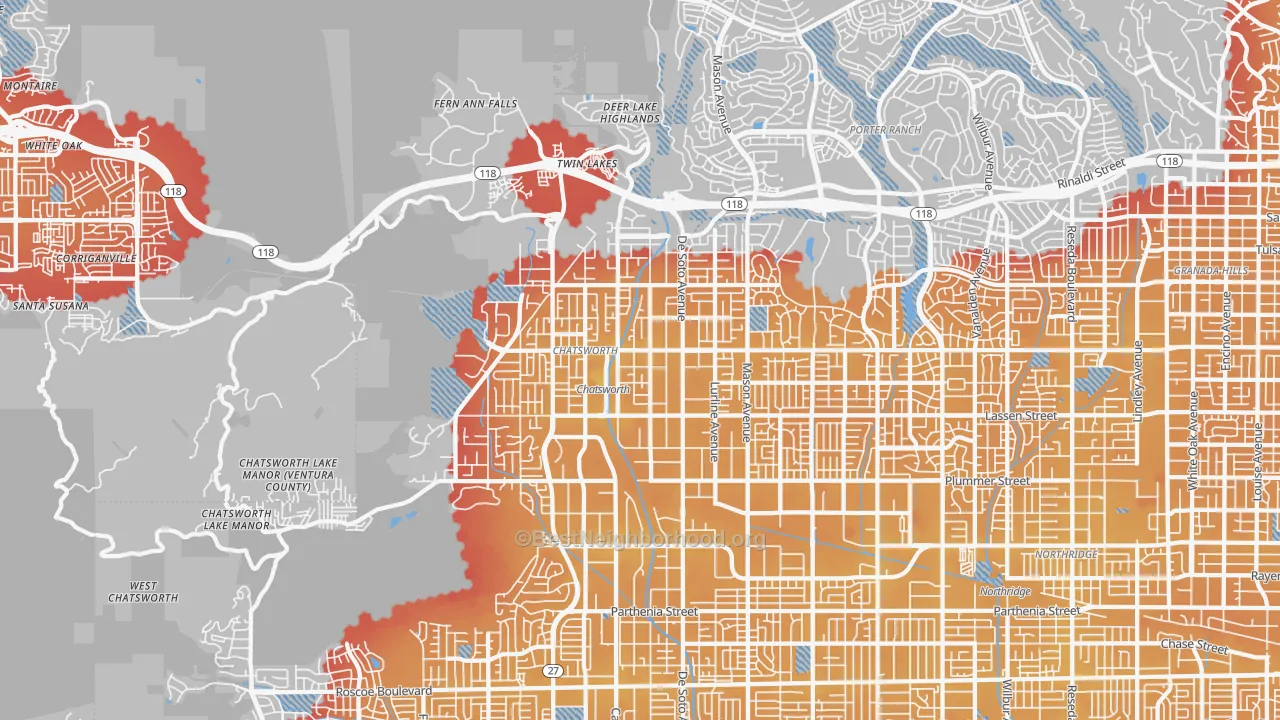 Transit Grade map of 91311, CA