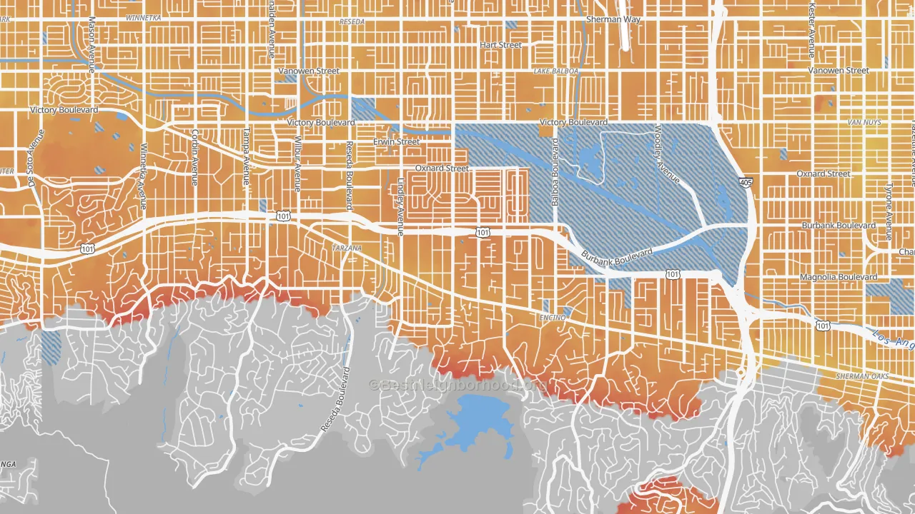 Transit Grade map of 91316, CA