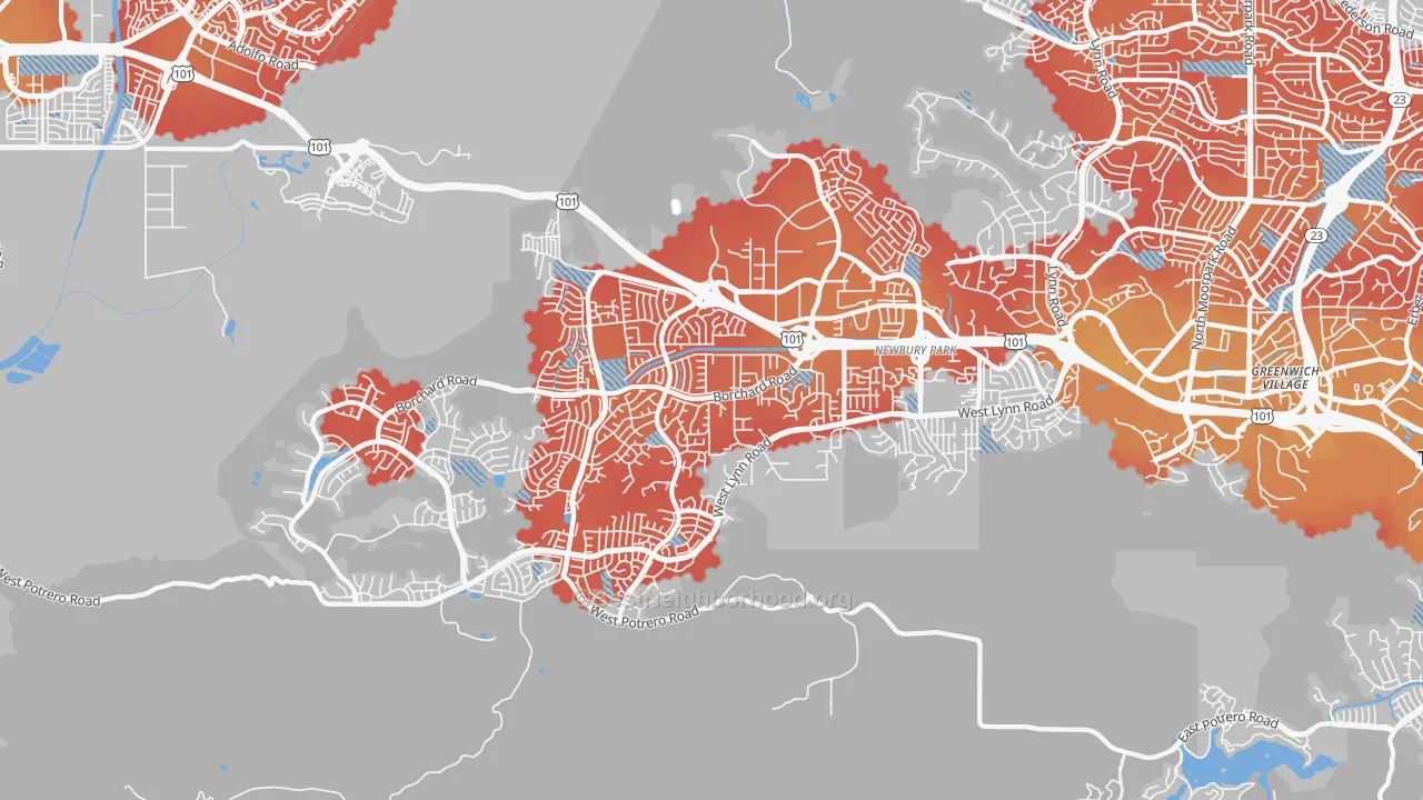 Transit Grade map of 91320, CA