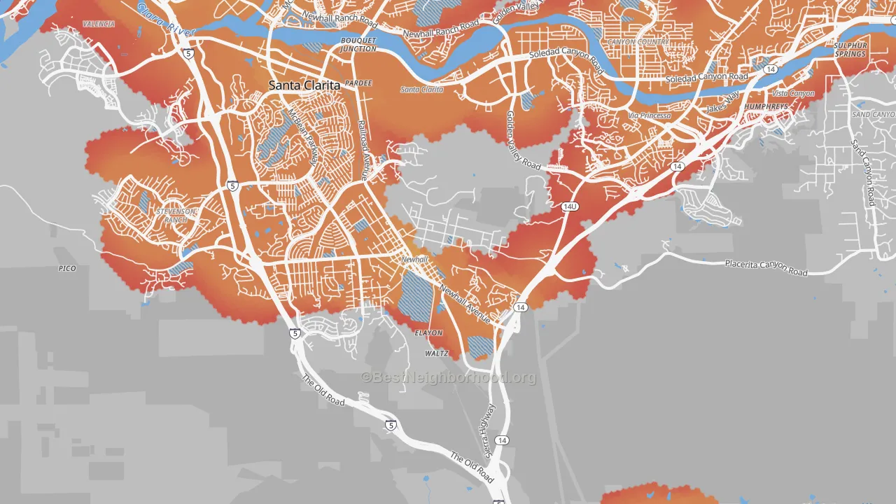 Transit Grade map of 91321, CA