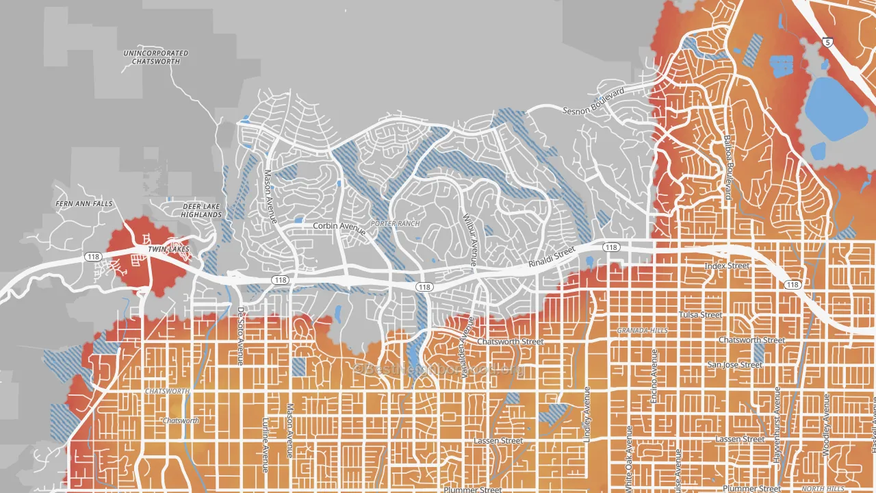 Transit Grade map of 91326, CA