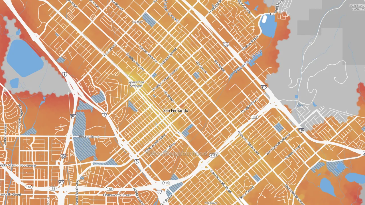 Transit Grade map of 91340, CA