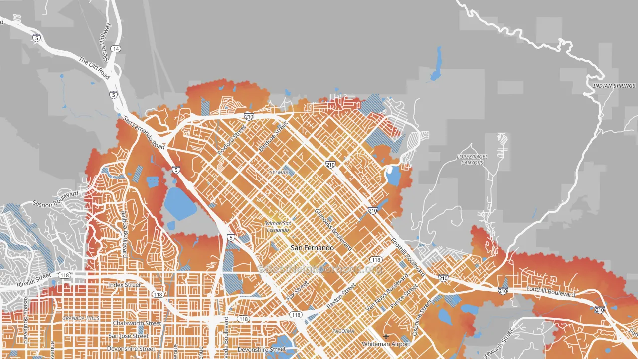 Transit Grade map of 91342, CA