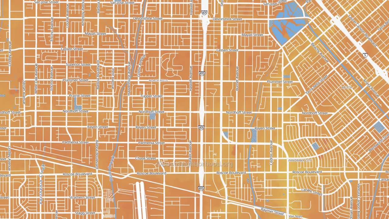 Transit Grade map of 91343, CA