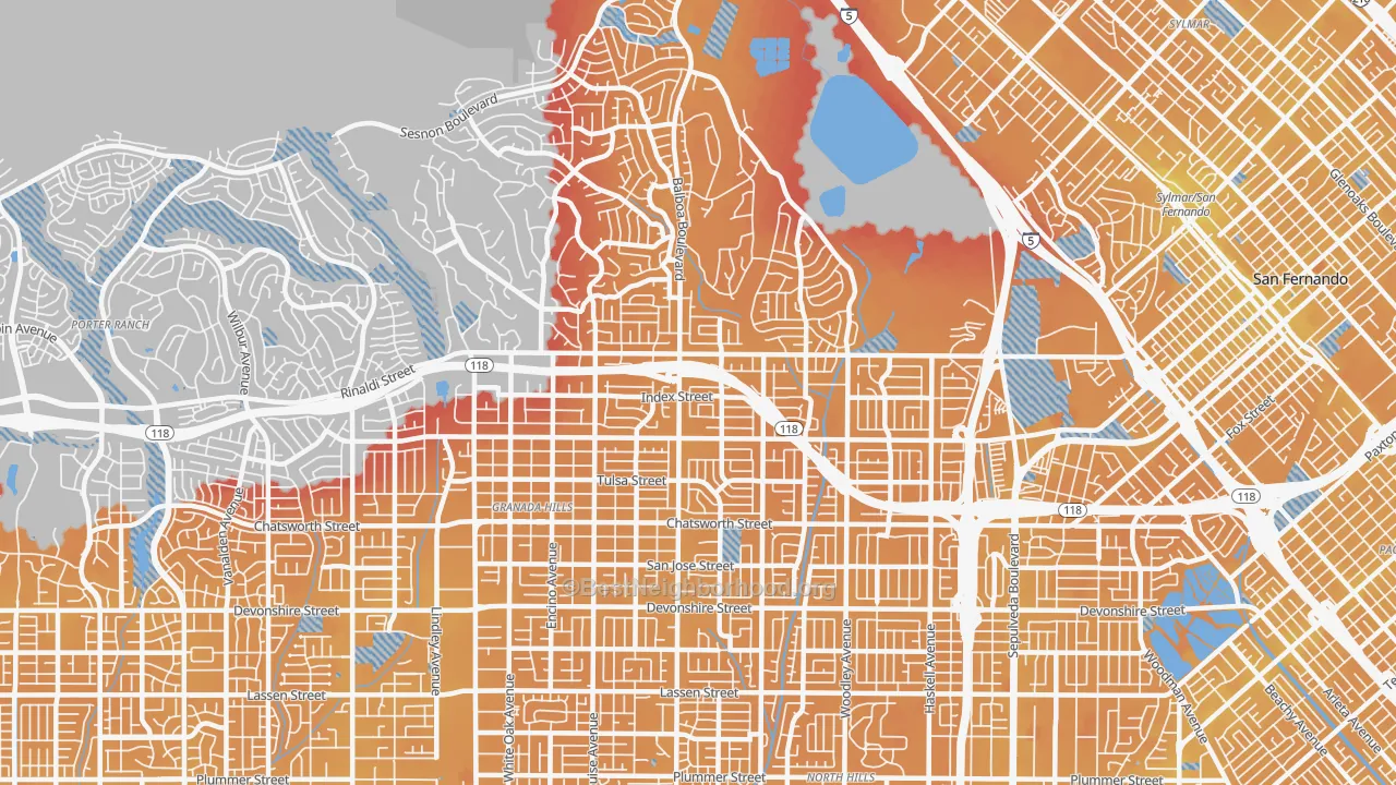 Transit Grade map of 91344, CA