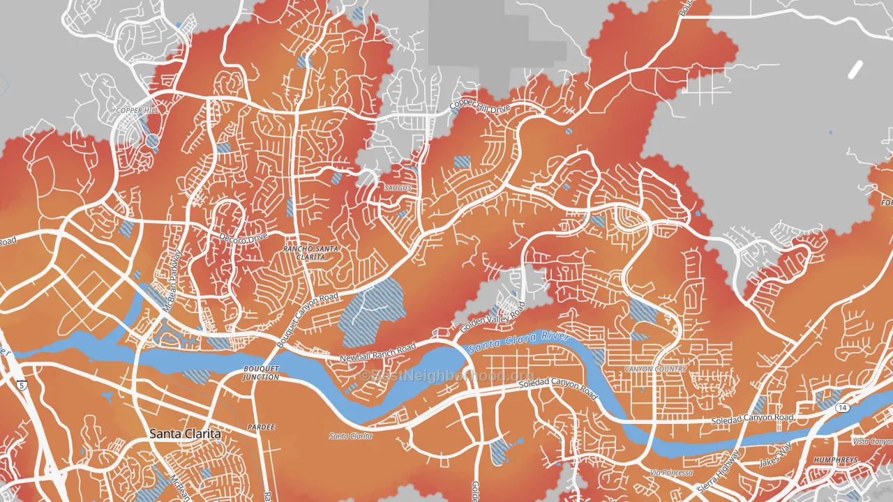 Transit Grade map of 91350, CA