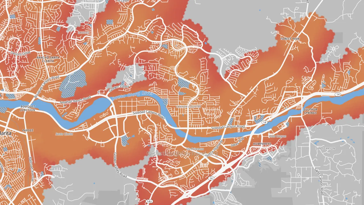 Transit Grade map of 91351, CA