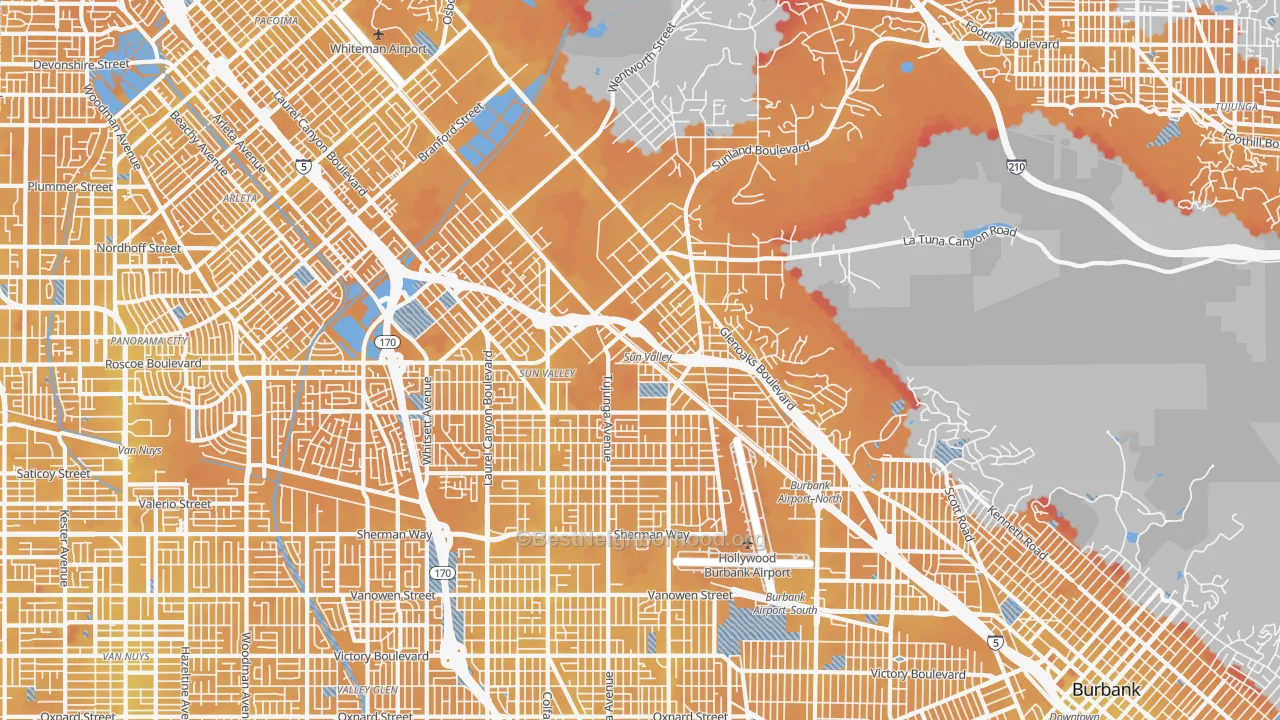 Transit Grade map of 91352, CA