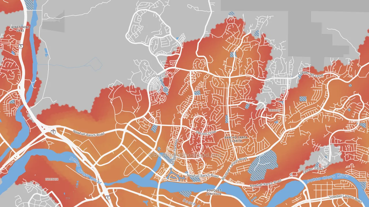 Transit Grade map of 91354, CA
