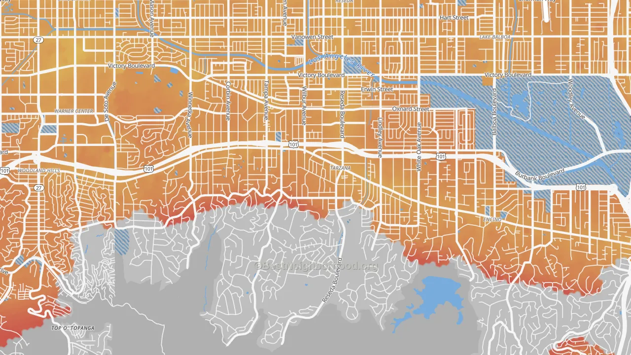 Transit Grade map of 91356, CA