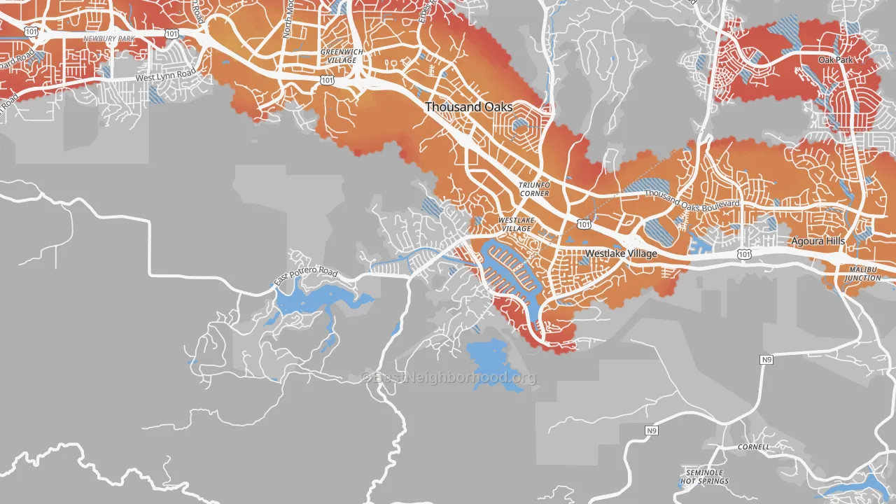 Transit Grade map of 91361, CA