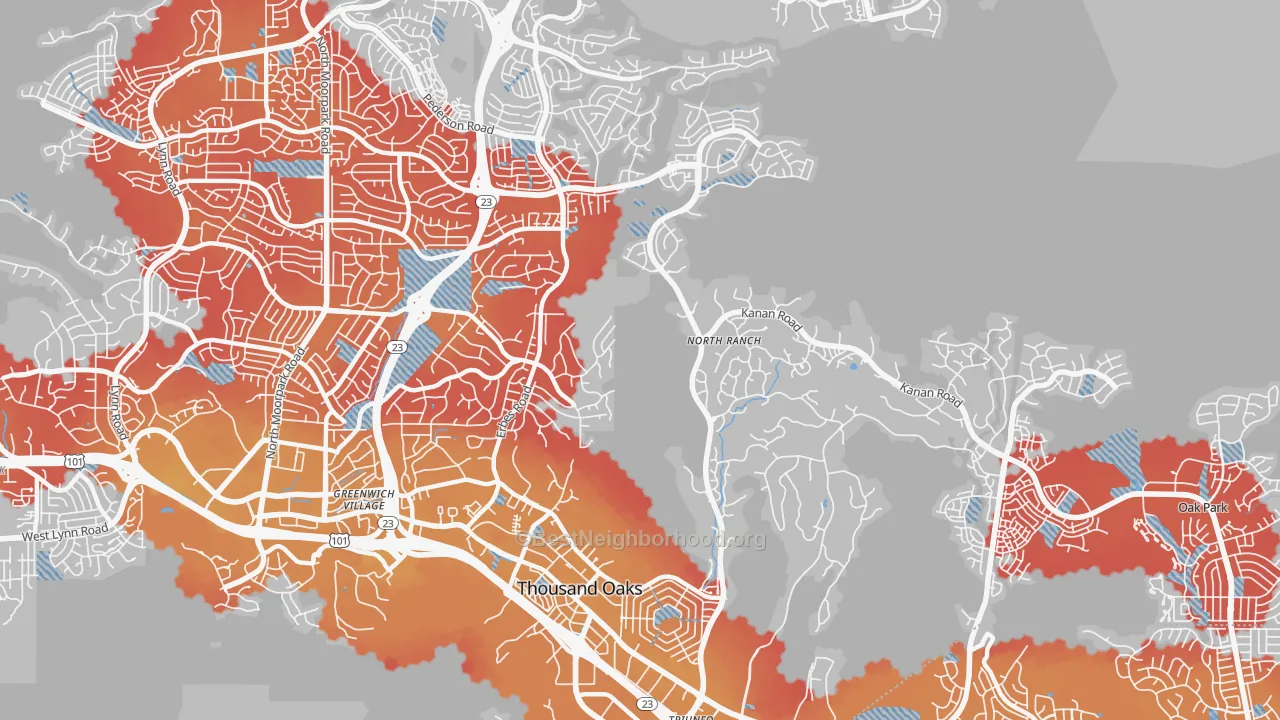Transit Grade map of 91362, CA