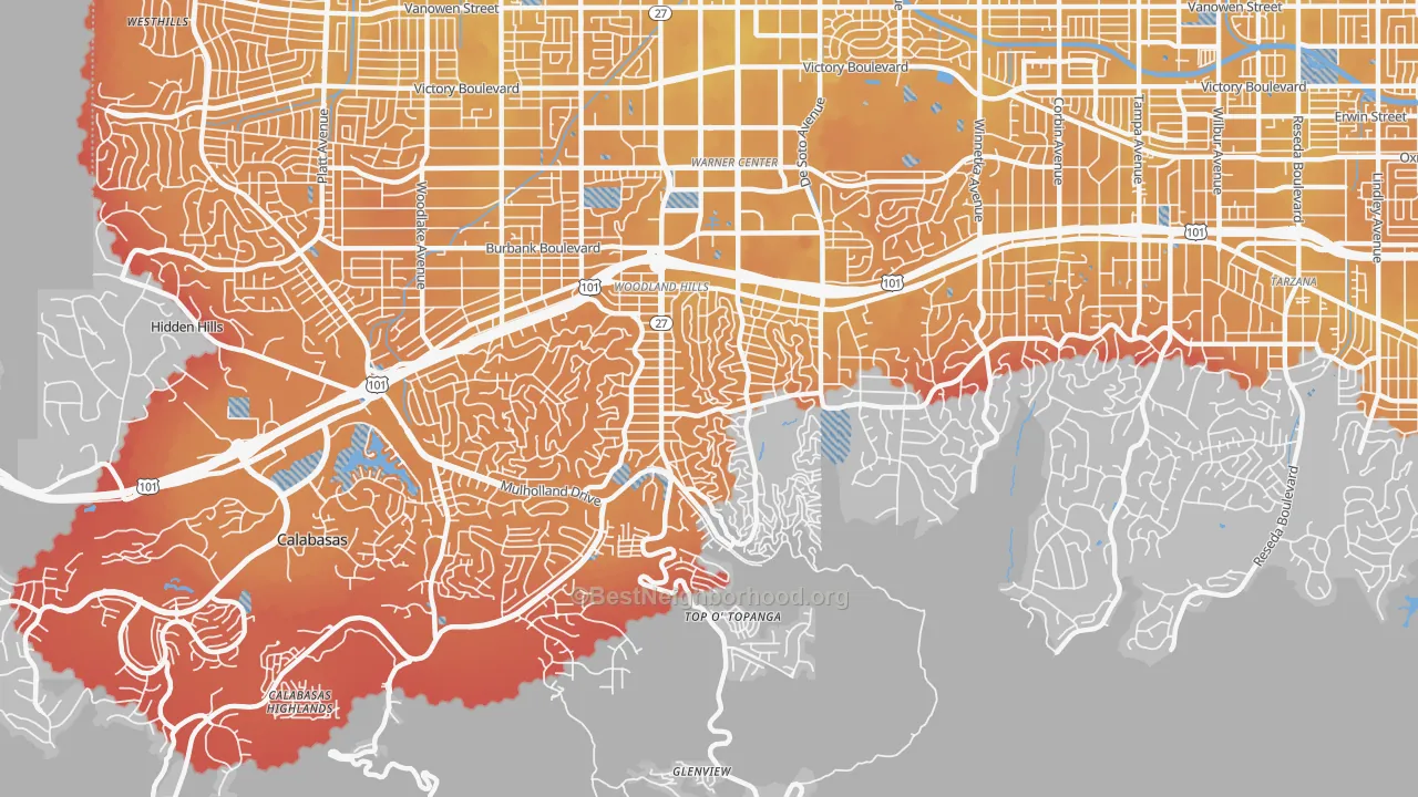 Transit Grade map of 91364, CA