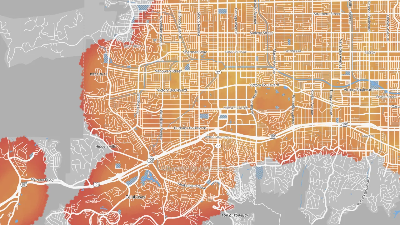 Transit Grade map of 91367, CA
