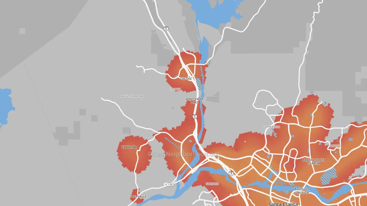 Transit Grade map of 91384, CA