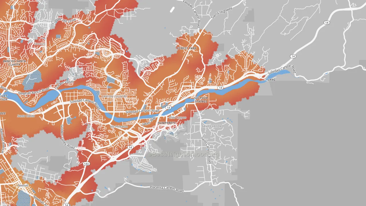 Transit Grade map of 91387, CA