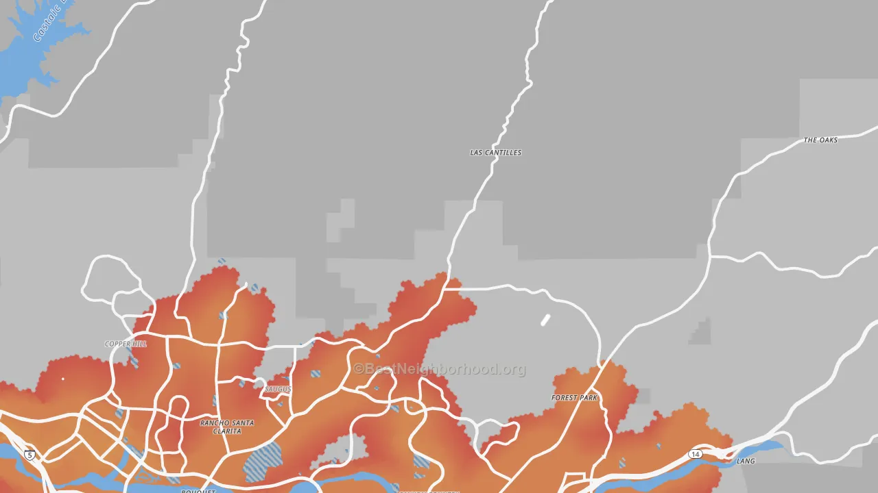 Transit Grade map of 91390, CA