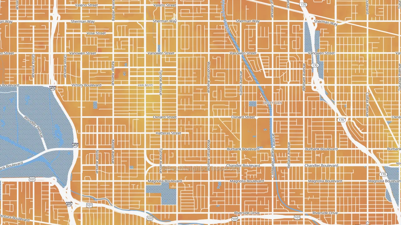 Transit Grade map of 91401, CA