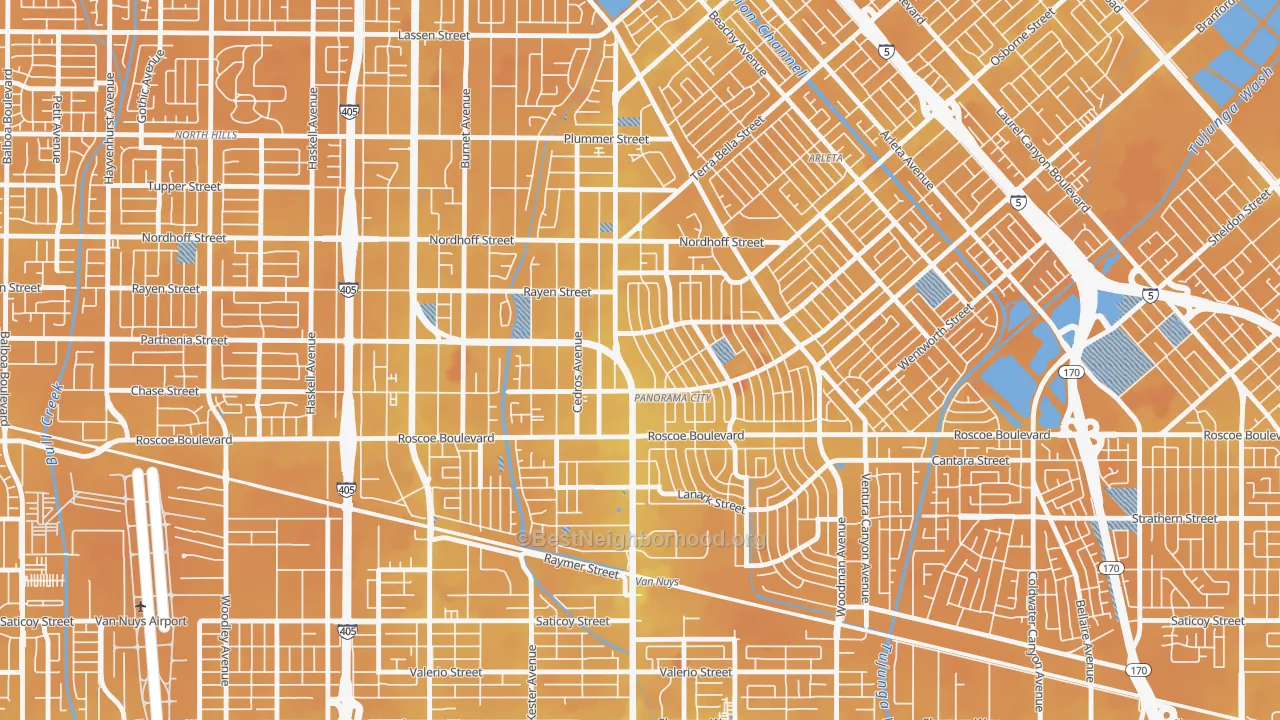 Transit Grade map of 91402, CA