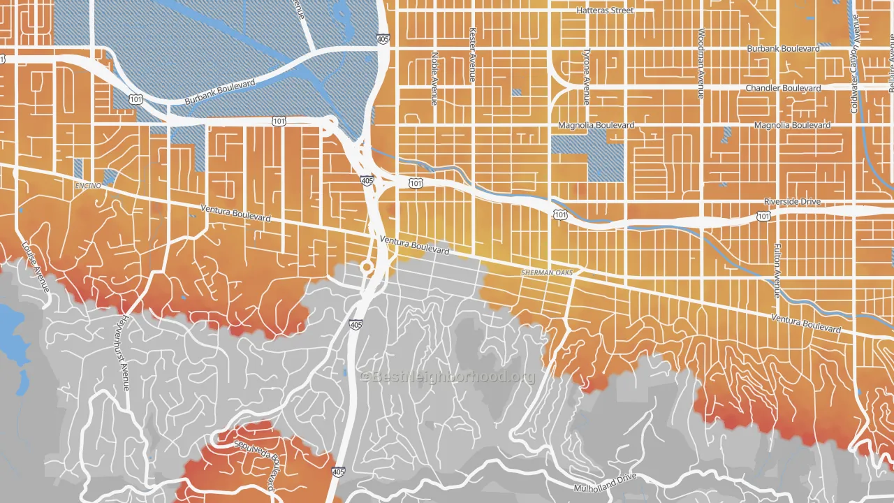 Transit Grade map of 91403, CA