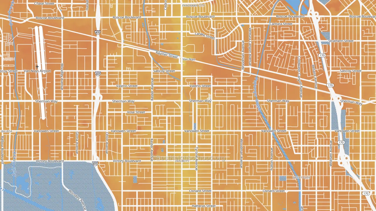 Transit Grade map of 91405, CA