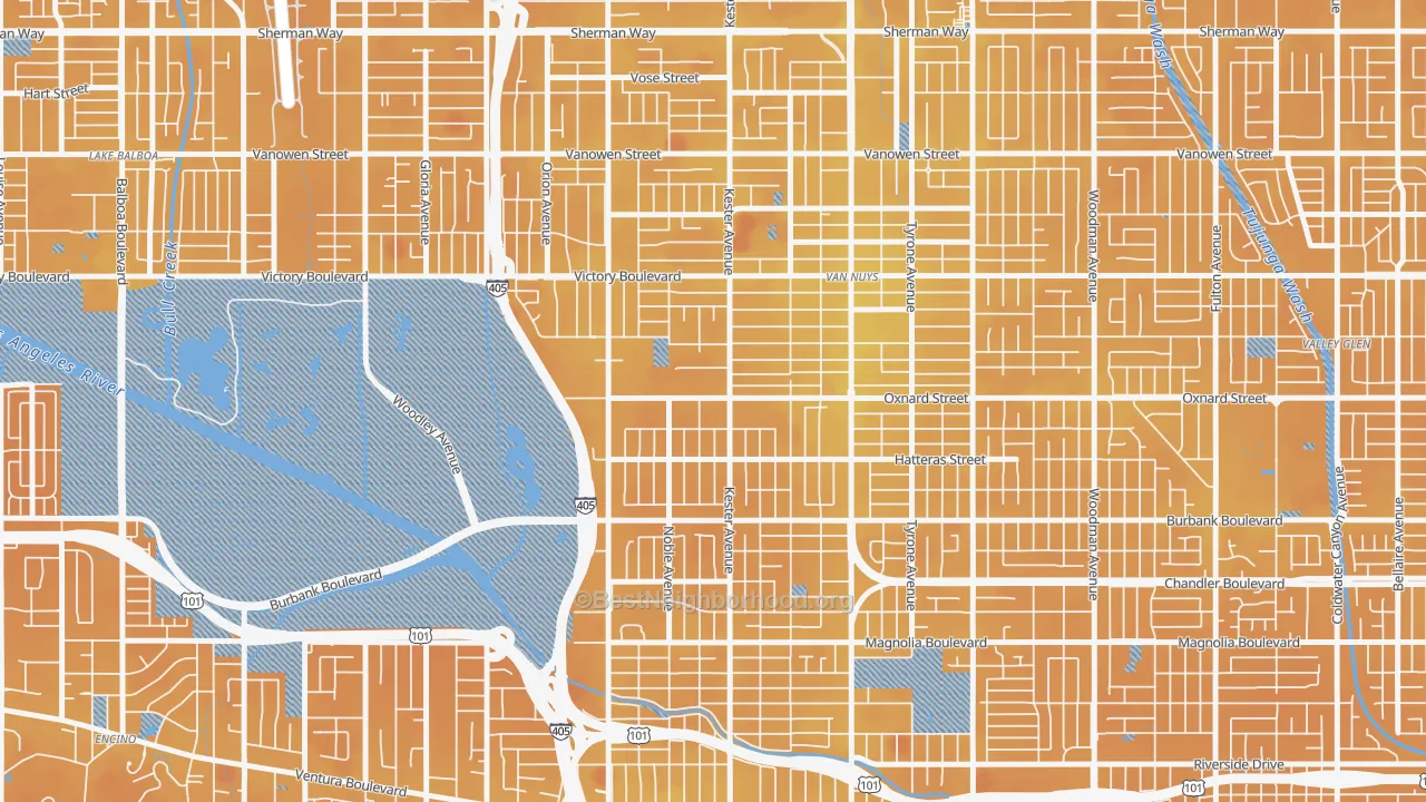 Transit Grade map of 91411, CA