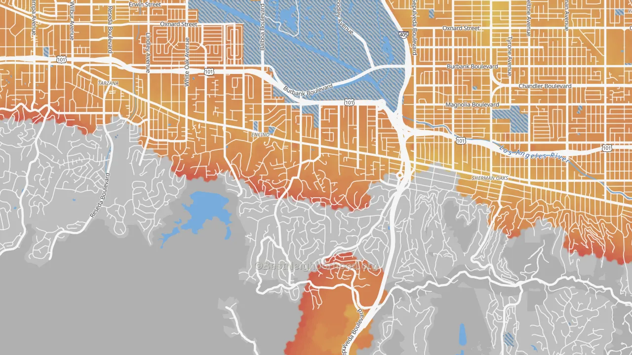 Transit Grade map of 91436, CA