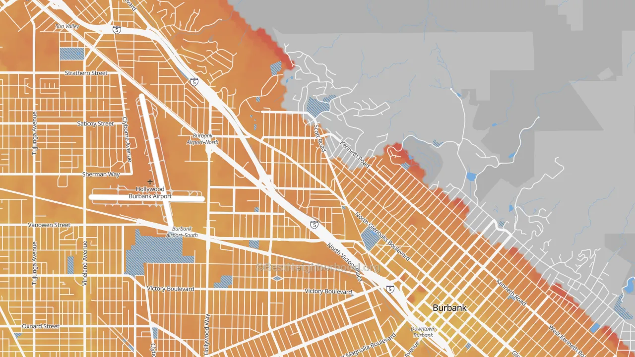 Transit Grade map of 91504, CA