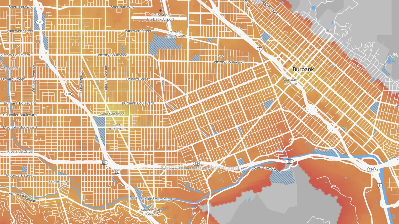 Transit Grade map of 91505, CA