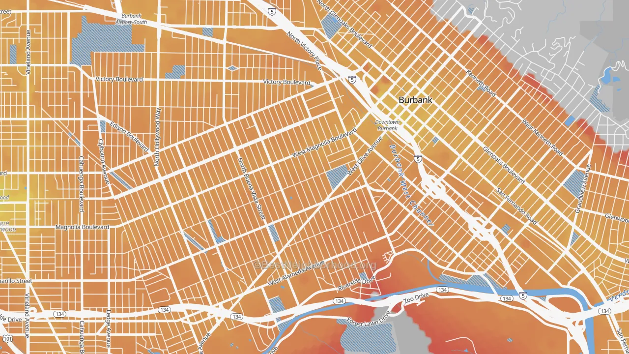 Transit Grade map of 91506, CA