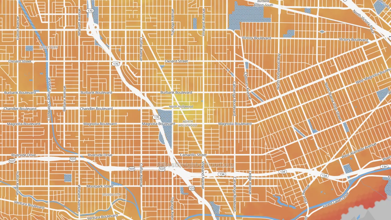 Transit Grade map of 91601, CA