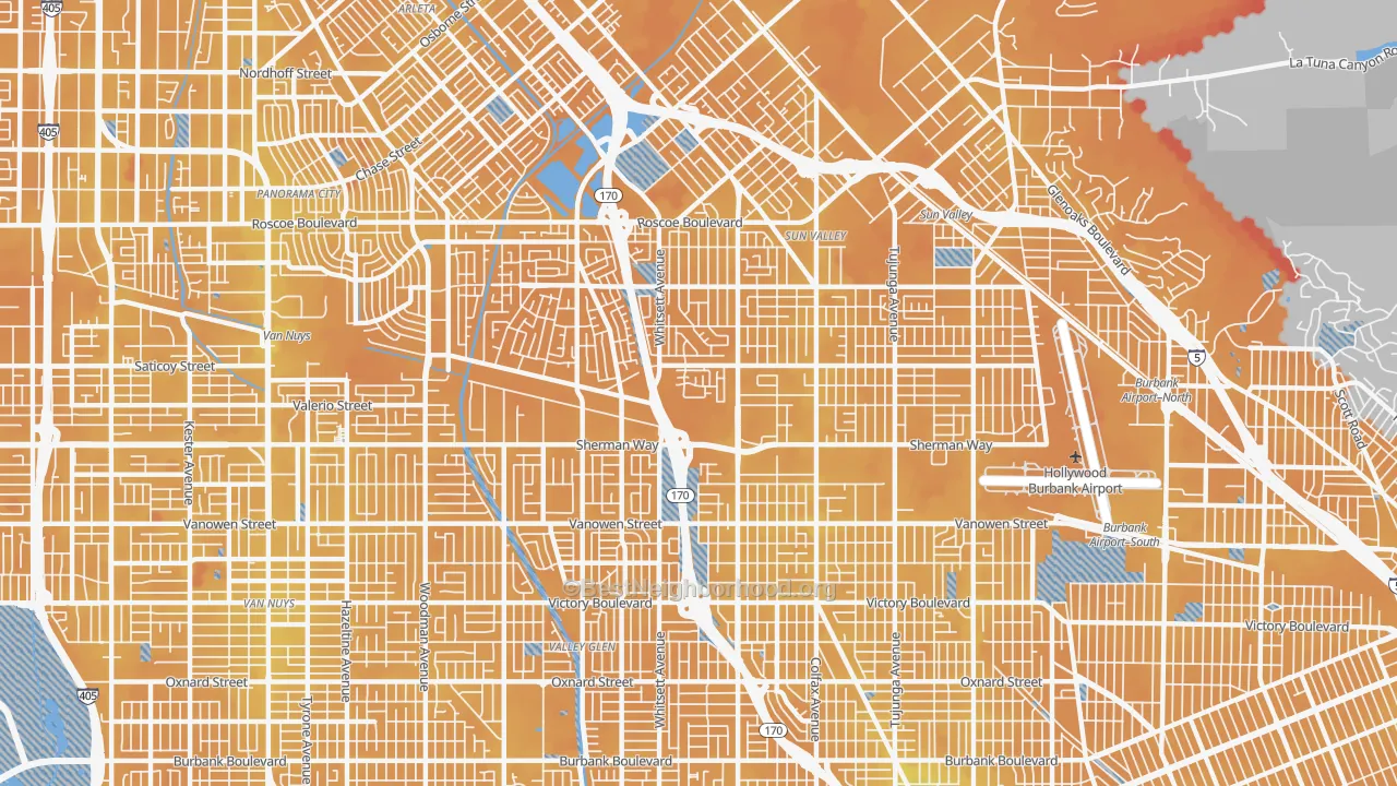 Transit Grade map of 91605, CA