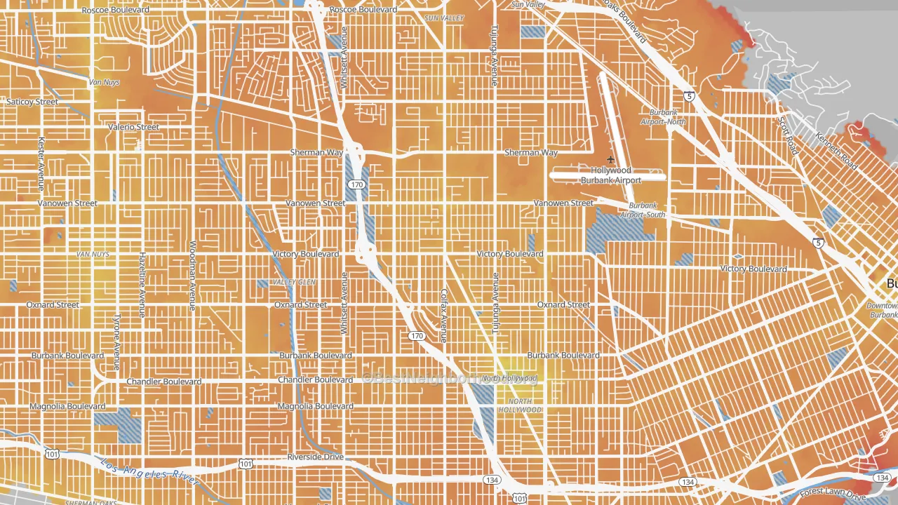 Transit Grade map of 91606, CA