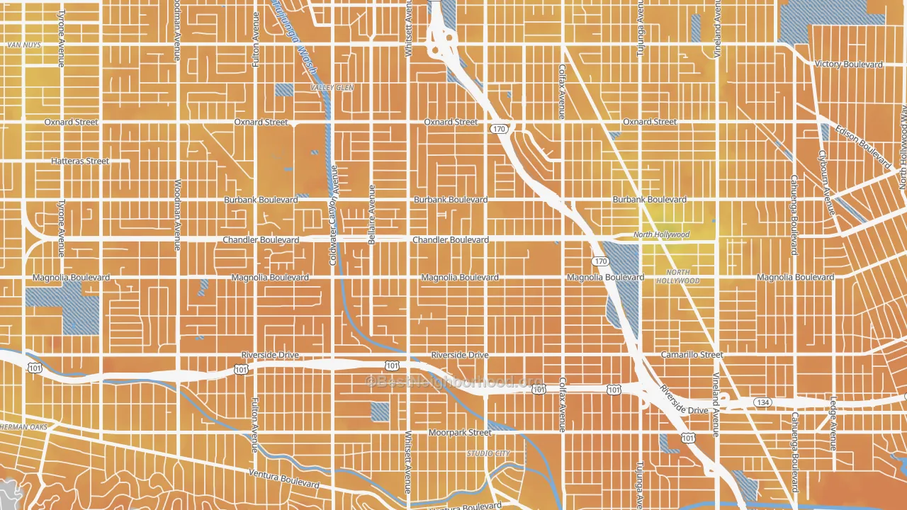 Transit Grade map of 91607, CA