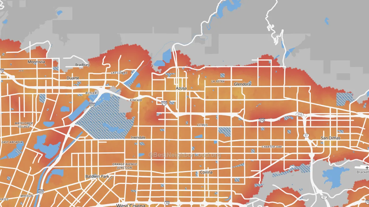 Transit Grade map of 91702, CA